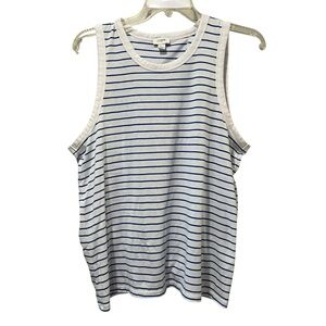 J Crew striped tank Top Size Large Blue White  Open Back Tie